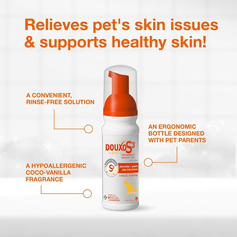 Douxo S3 PYO Medicated Dog Mousse - Bacterial & Yeast Infection Treatment