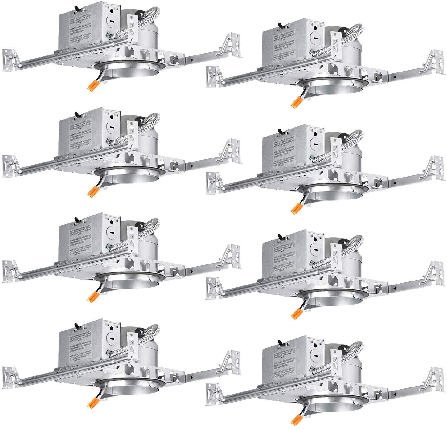 TORCHSTAR 8-Pack 4 Inch Shallow New Construction Recessed Lighting Housing