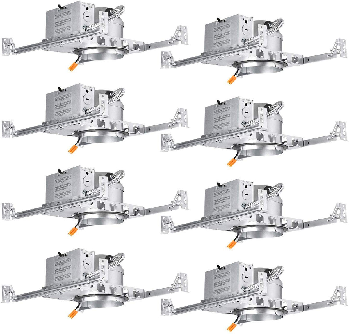 TORCHSTAR 8-Pack 4 Inch Shallow New Construction Recessed Lighting Housing