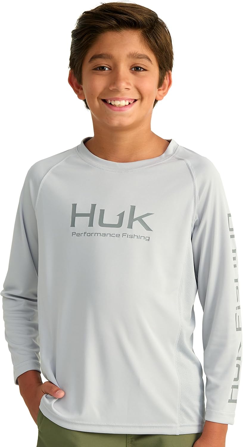 HUK Boys Pursuit Solid Long Sleeve Shirt, Fishing Shirt for Kids