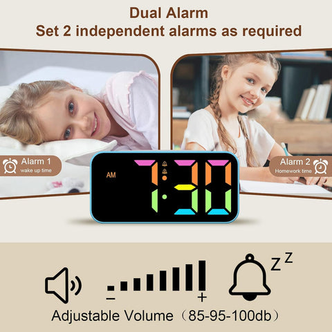 Topski Loud Alarm Clocks for Bedrooms Heavy Sleepers, Digital Clock with Night Light, Large Display, Dual Alarm, Snooze, Dimmable Bedside Alarm Clock for Kids Teens Boys Girls