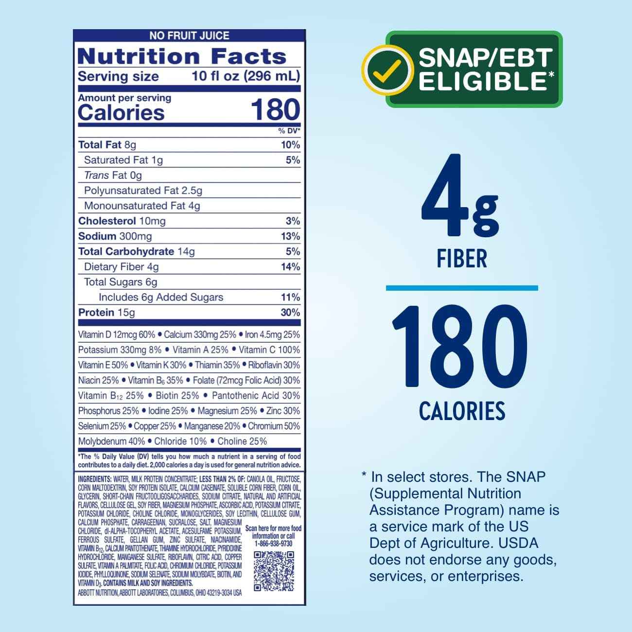 Glucerna Hunger Smart Nutrition Shake to Support Blood Sugar Management | Diabetes Care Shake, 15g Protein, Ready-to-Drink Meal or Snack Replacement for Adults, 180 Calories, Peaches & Crème, 24 Pack