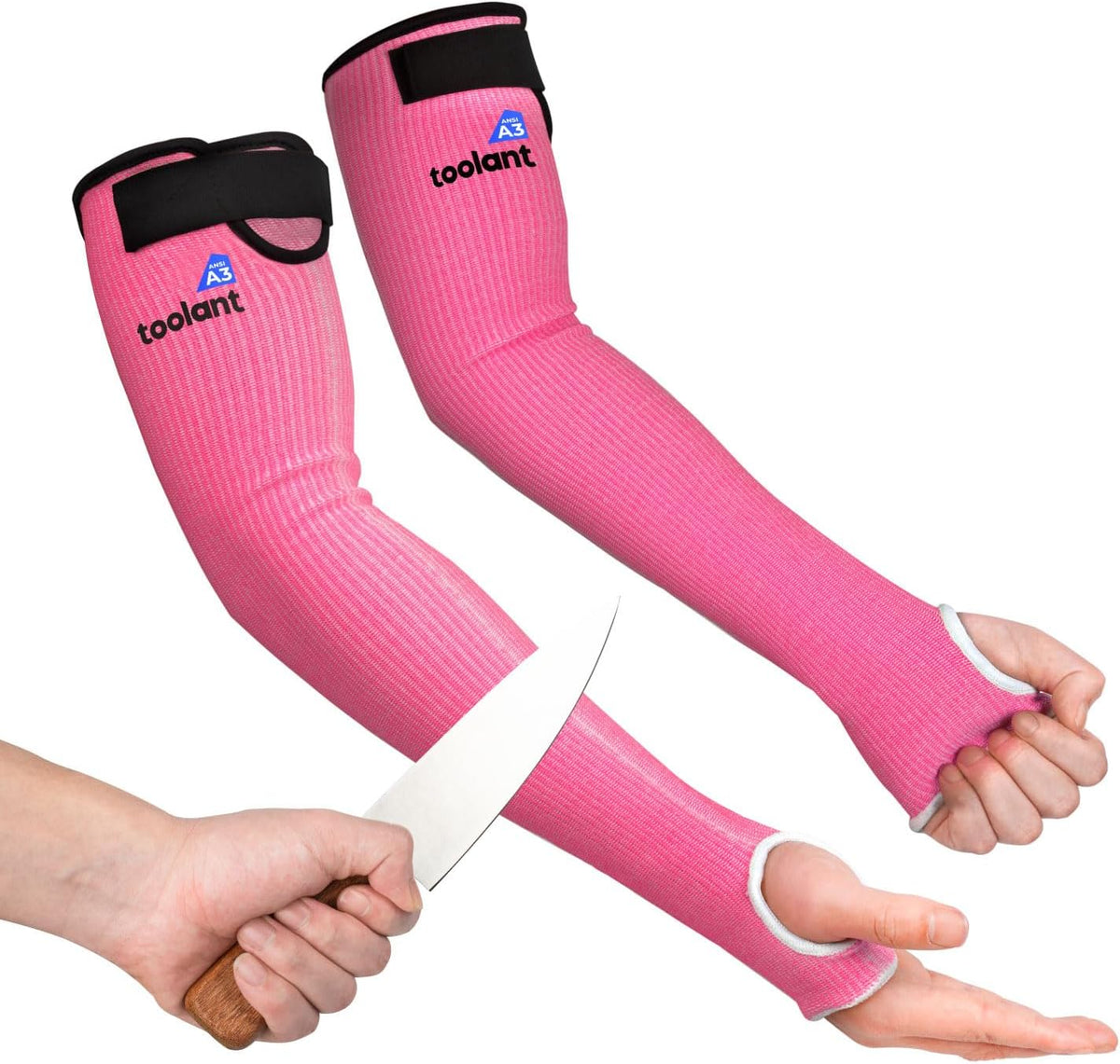 OriStout Cut Resistant Farmer Sleeves with Tumb Hole, Pink, 1 Pair