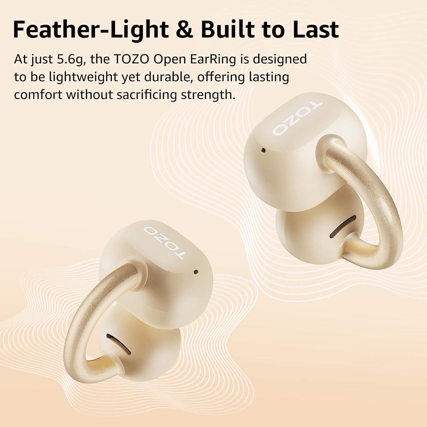 TOZO OpenEarRing Open Ear Earbuds 40H Bluetooth 5.4 Lightweight Comfort