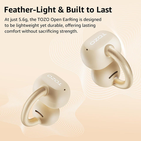 TOZO OpenEarRing Open Ear Earbuds 40H Bluetooth 5.4 Lightweight Comfort