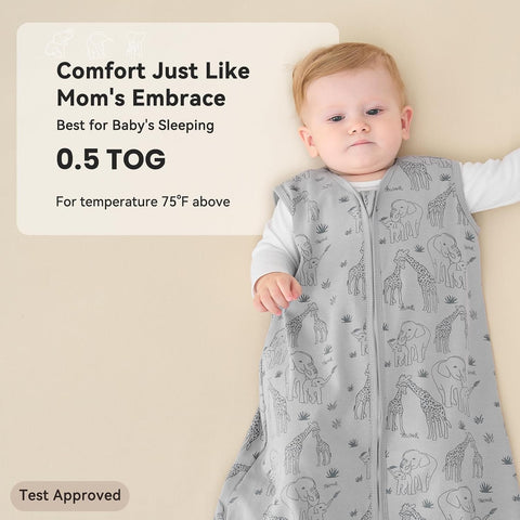 Unnivoll Baby Sleep Sack 0-6 Months 100% Organic Cotton 0.5 TOG