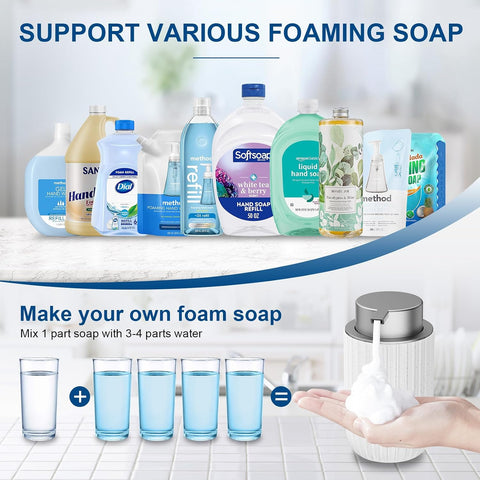 Ceramic Foaming Soap Dispenser, 12 oz Bathroom Foam Hand Soap Dispenser, Refillable Lotion Soap Dispenser with Removable Pump for Kitchen Hand Wash Dispenser, Modern Home Decor(2Pack-Speckled White)
