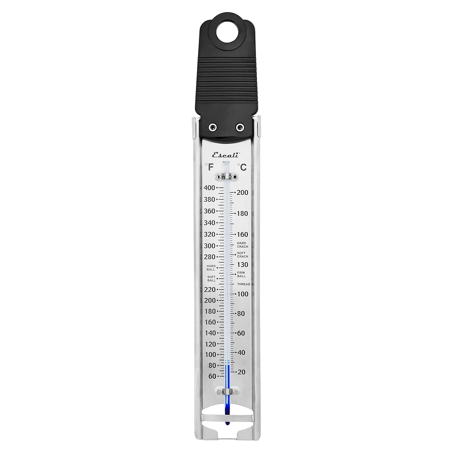 Escali Deep Fry Stainless Steel Paddle Candy Thermometer, Heat Resistant Handle, and Hand-Free Clip, Temperature Indications