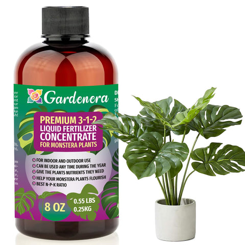 Premium Liquid Monstera Plant Fertilizer - 3-1-2 Concentrate for Indoor Plants and Flowers by Gardenera | Organic Plant Food for Monstera - 8oz