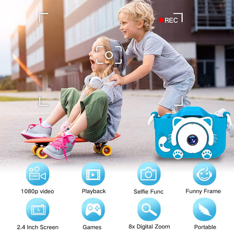 Goopow Kids Camera Toys for 3-8 Year Old Girls Boys,Children Digital Video Camcorder Camera with Cartoon Soft Cover, Best Chritmas Birthday Festival Gift for Kids