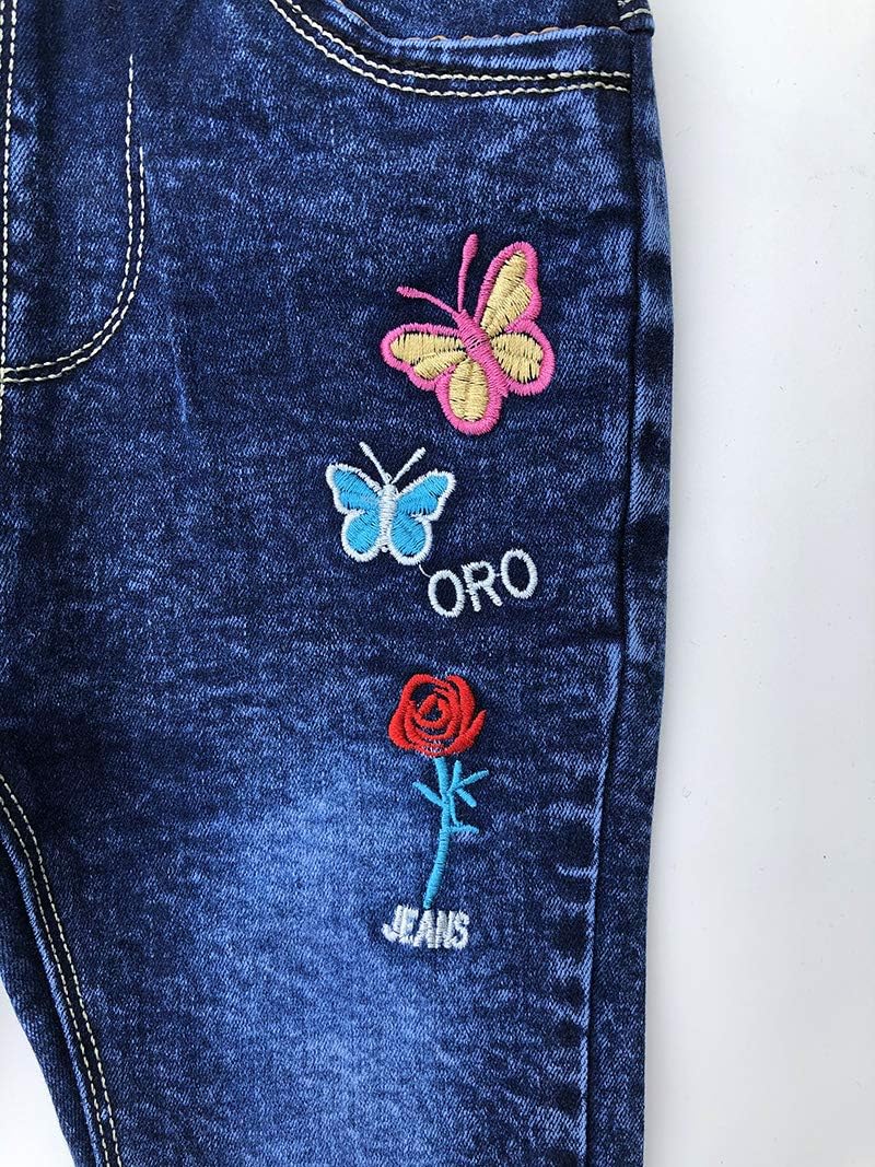 Peacolate 4-9T Infant Little Kids Girls Embroidery Jeans Denim Pants