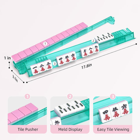 Premium Clear Mahjong Racks with Pushers,4-Pack Non-Slip Acrylic Racks