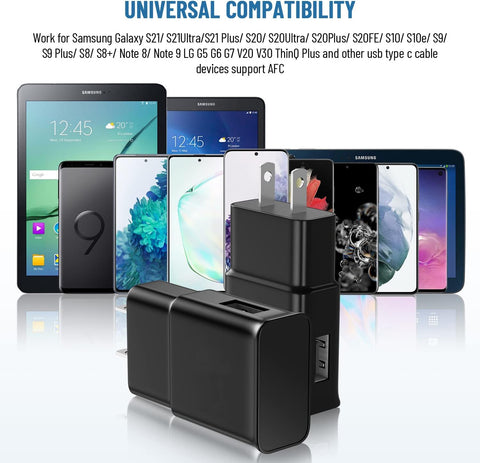 Adaptive Samsung Fast Charger kit with 8Ft USB Type C Charging Cable for Samsung Galaxy S8/S8 Plus/S9/S9 Plus/S10/S10e/S26/S20/S20+/S21/S21+/S21 Ultra/S23/S22/S22+/S22/S25 Ultra/Note 8/Note 9/10/20