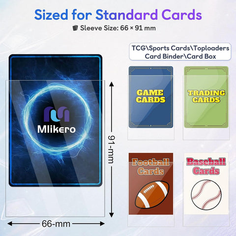 Mlikero 100 Count Card Sleeves, Clear Soft Trading Card Sleeves, Polypropylene (PP), Fit for MTG, TCG, Baseball, Football, Game Cards