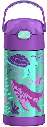 THERMOS FUNTAINER Water Bottle with Straw, 12oz, Ocean Pals