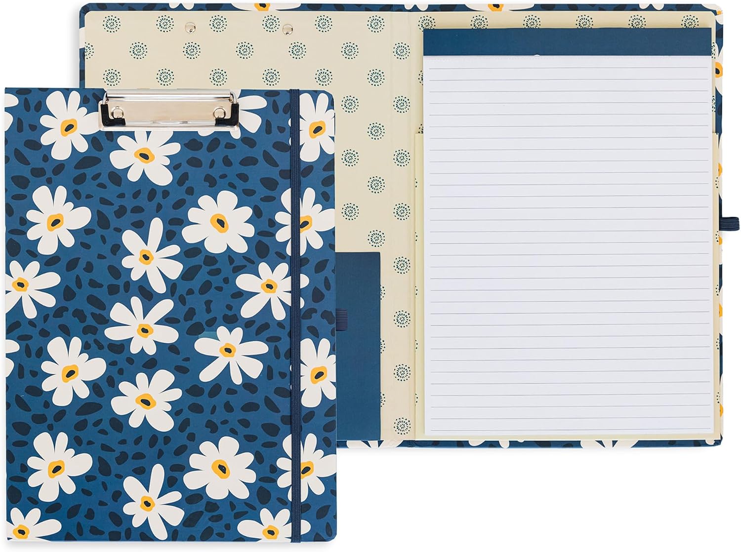 Steel Mill & Co. Cute Clipboard Folio with Notepad, Leopard Daisy