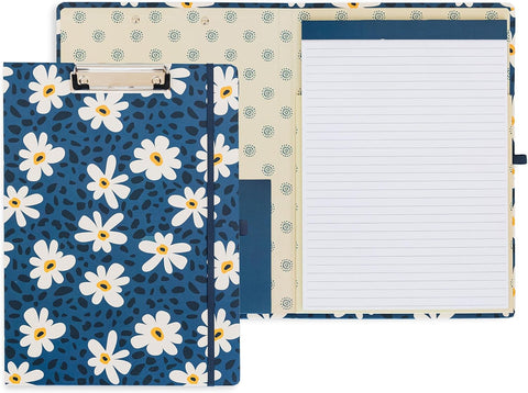 Steel Mill & Co. Cute Clipboard Folio with Notepad, Leopard Daisy