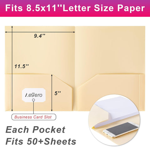 Aegero Plastic Folders with Pockets (7 Pack, Light Blue)