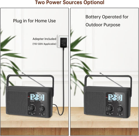 DreamSky AM FM Radio Portable Shortwave Radio Battery Powered/Plug in Wall