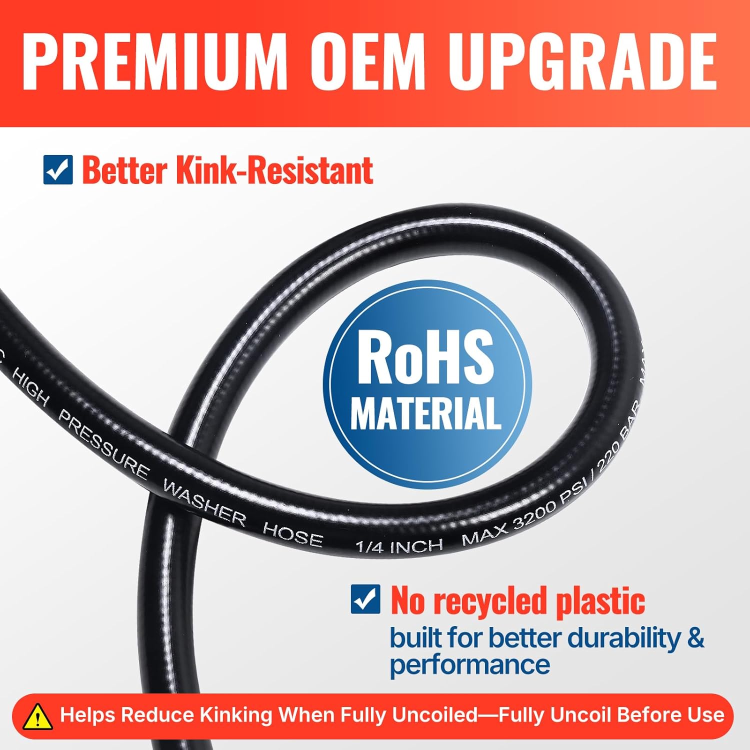 YAMATIC Pressure Washer Hose 25 FT 1/4", M22-14mm Females