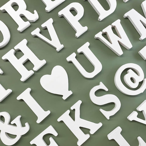 4 Inch Unfinished Wood Letters, White Wooden Alphabet Letters for Wall Decor, Marquee Letters, Home and Party Projects (Letter E)