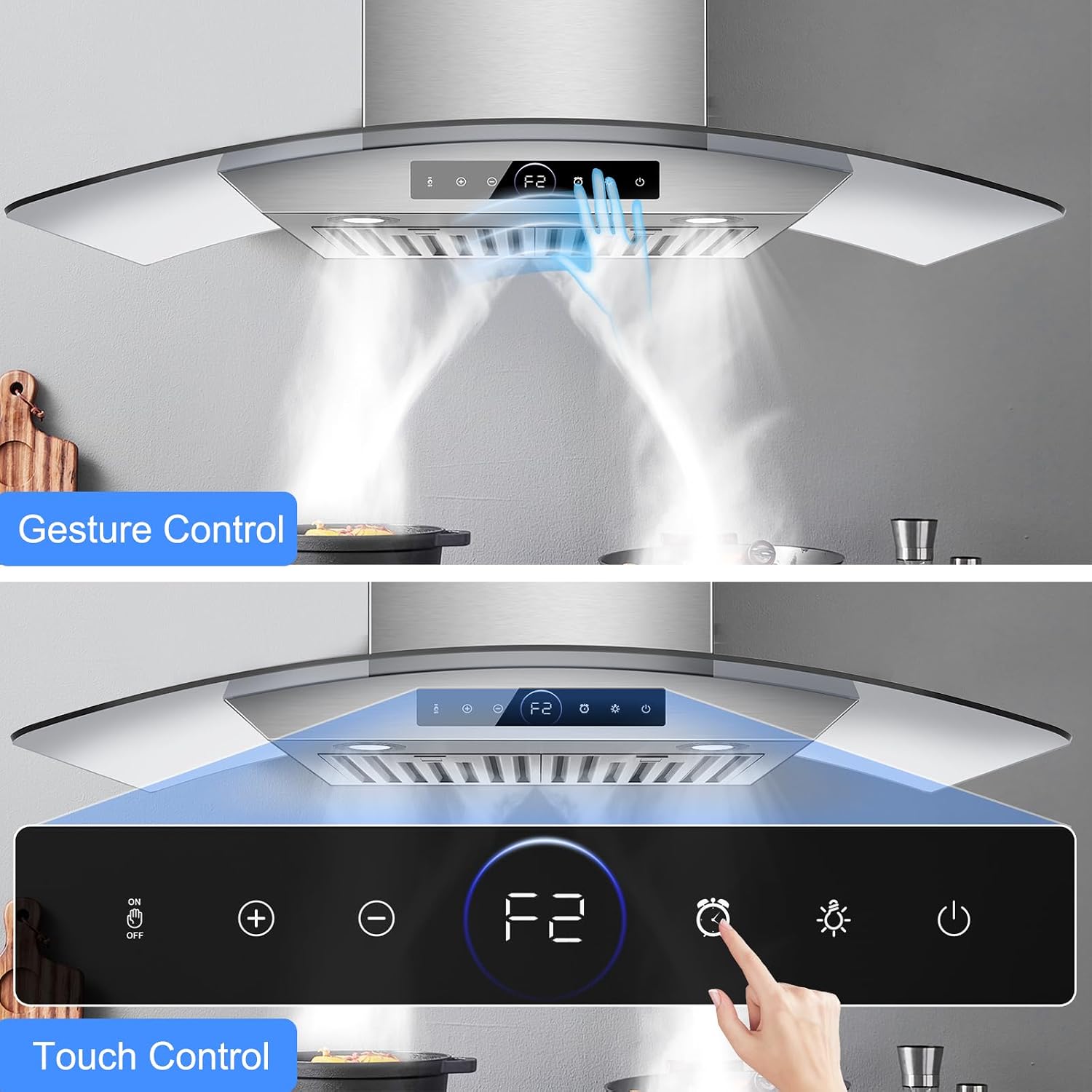 30 inch Wall Mount Range Hood, 1200 CFM Stainless Steel Stove Vent Hoods