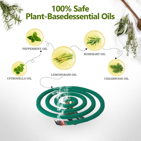 Mosquito Coils Outdoor Patio Fresh Scent,Use Reaches Up to 10 feet, Each Coil Burns for 5-7 Hours (Contains 20 coils & 2 Stands)
