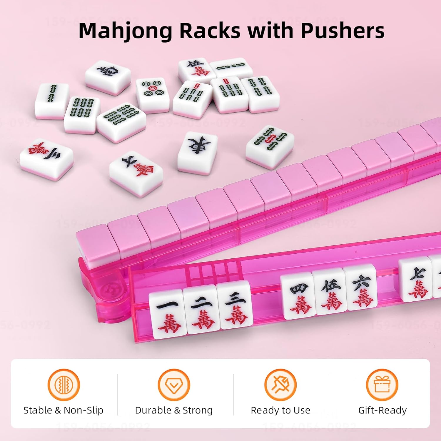 Premium Clear Mahjong Racks with Pushers,4-Pack Non-Slip Acrylic Racks