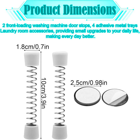 2pcs Front Load Washer Magnetic Door Prop with 4 Adhesive Metal Disks, Magnet Washing Machine Stopper Clip Door Holder Opener Keep Laundry Doors Open for Peculiar Smell Accessories