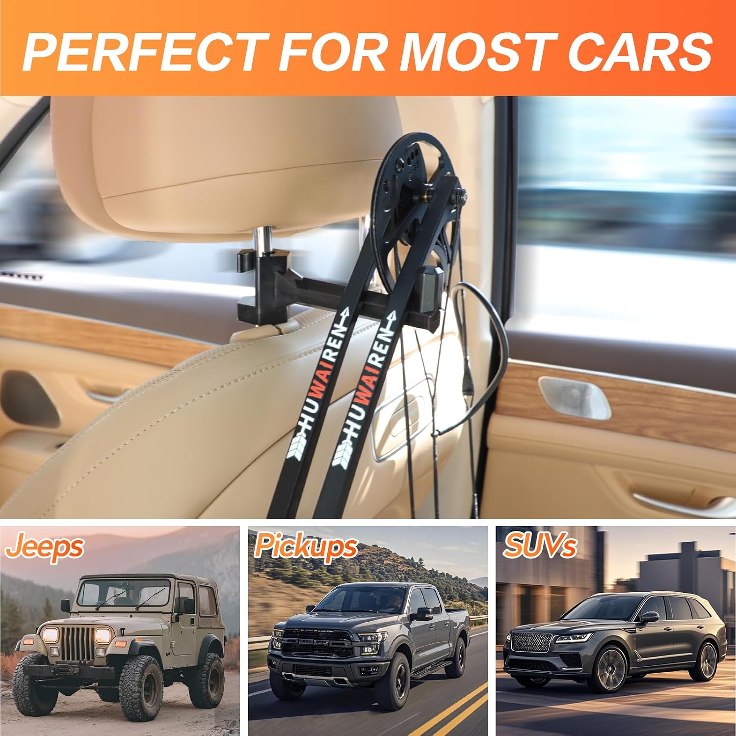 Bow Hanger for Truck, 2 Set Archery Hunting Shooting Bracket Headrest Mount,Universal Compound Bow Holder for Vehicle Storage and Hunting Transport