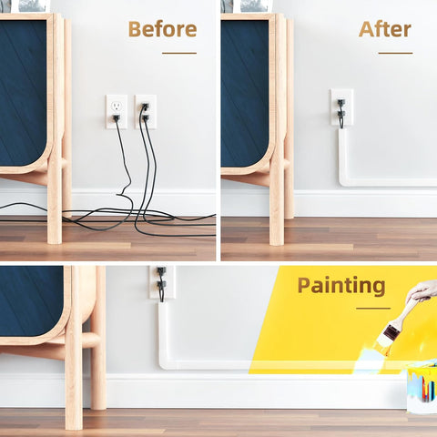 Delamu Cord Hider, 85in Cord Covers for 2-3 Wires on Wall, Self-Adhesive Cable Hider, Paintable Wire Hiders Wire Covers for TV Cords on Wall, Easy Mount Cable Cover Raceway Kit, W0.95 H0.55in, White