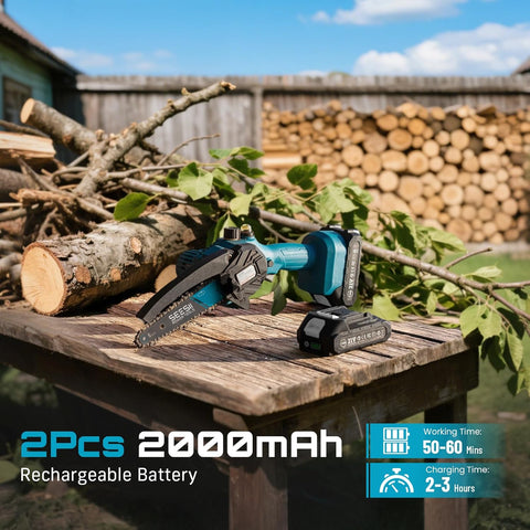 SEESII 6-Inch Mini Chainsaw Cordless with Oiler System