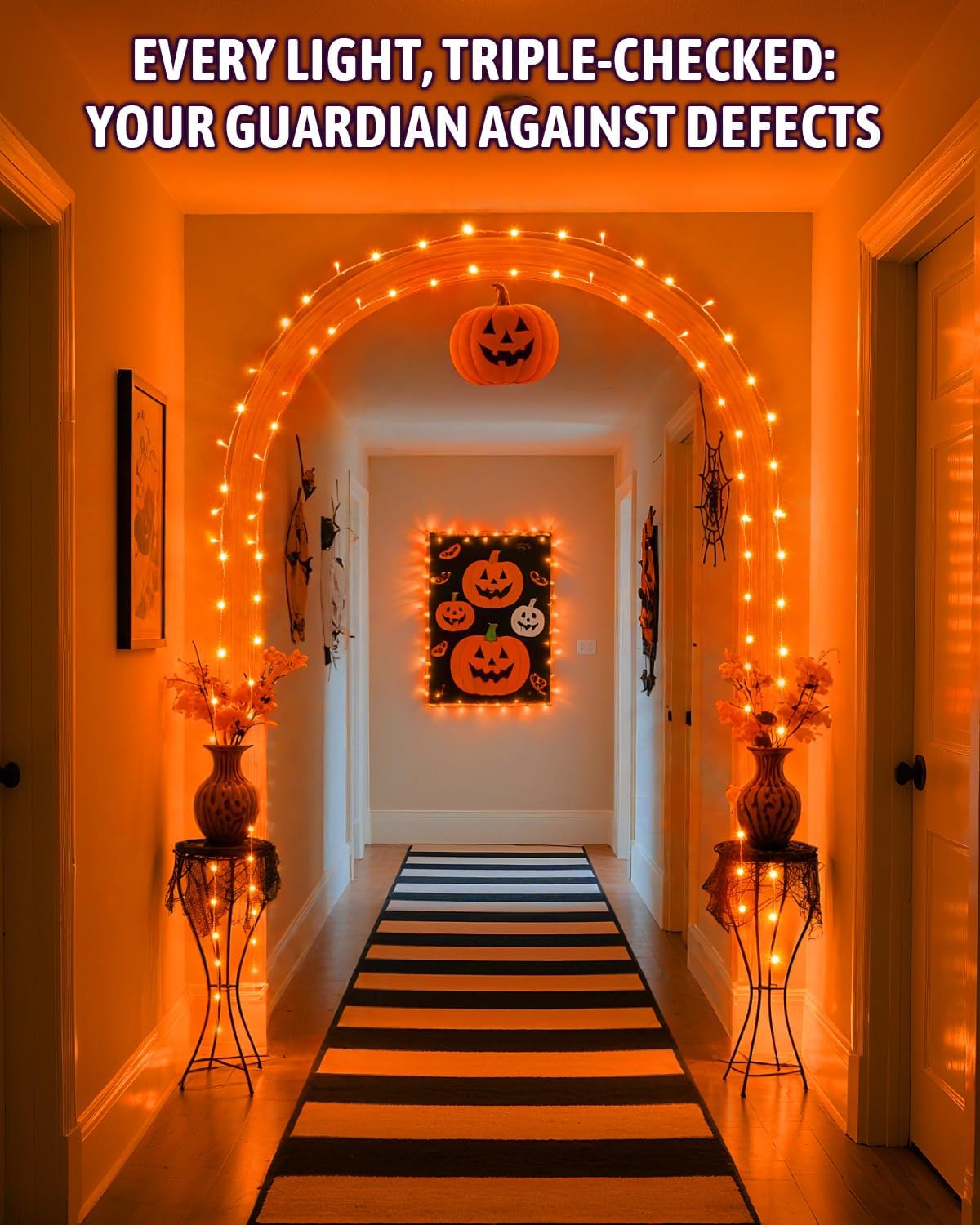 Halloween String Lights Battery Operated, Orange Lights with Timer Waterproof 16.4ft 50 LED Halloween Decorations for Outdoor Indoor Patio Party Garden Yard Decor