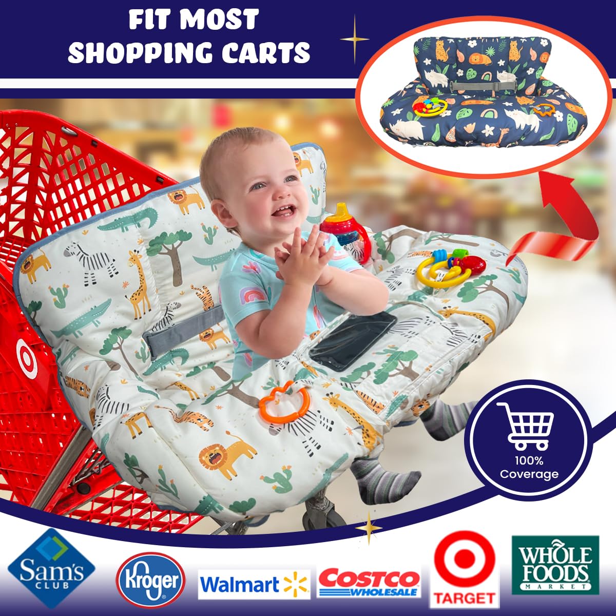 Shopping Cart Cover for Baby, Waterproof Grocery Cart & High Chair Cover