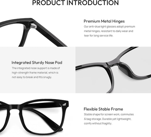 Blue Light Glasses for Woman Fashion Square Frame Computer Glasses for Blue Light Blocking