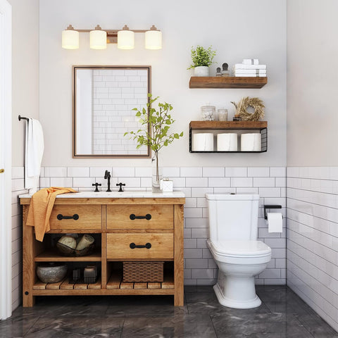 QEEIG Bathroom Shelves Over Toilet Wall Mounted (Brown, Set of 2, 15.7")