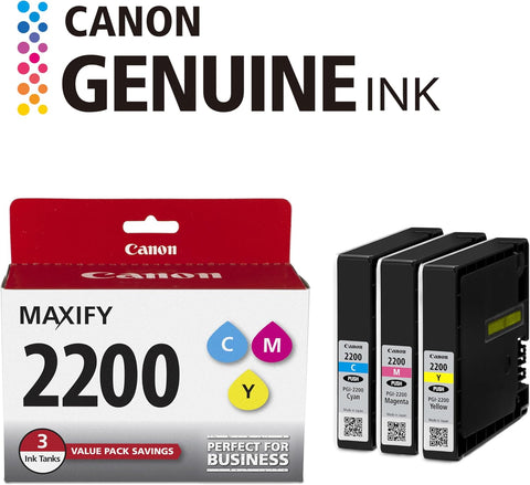 Canon PGI-2200 Genuine Three Color Multi Pack, Compatible with IB4120, MB5120, MB5420, IB4020, MB5020, and MB5320 (Optional) Printers