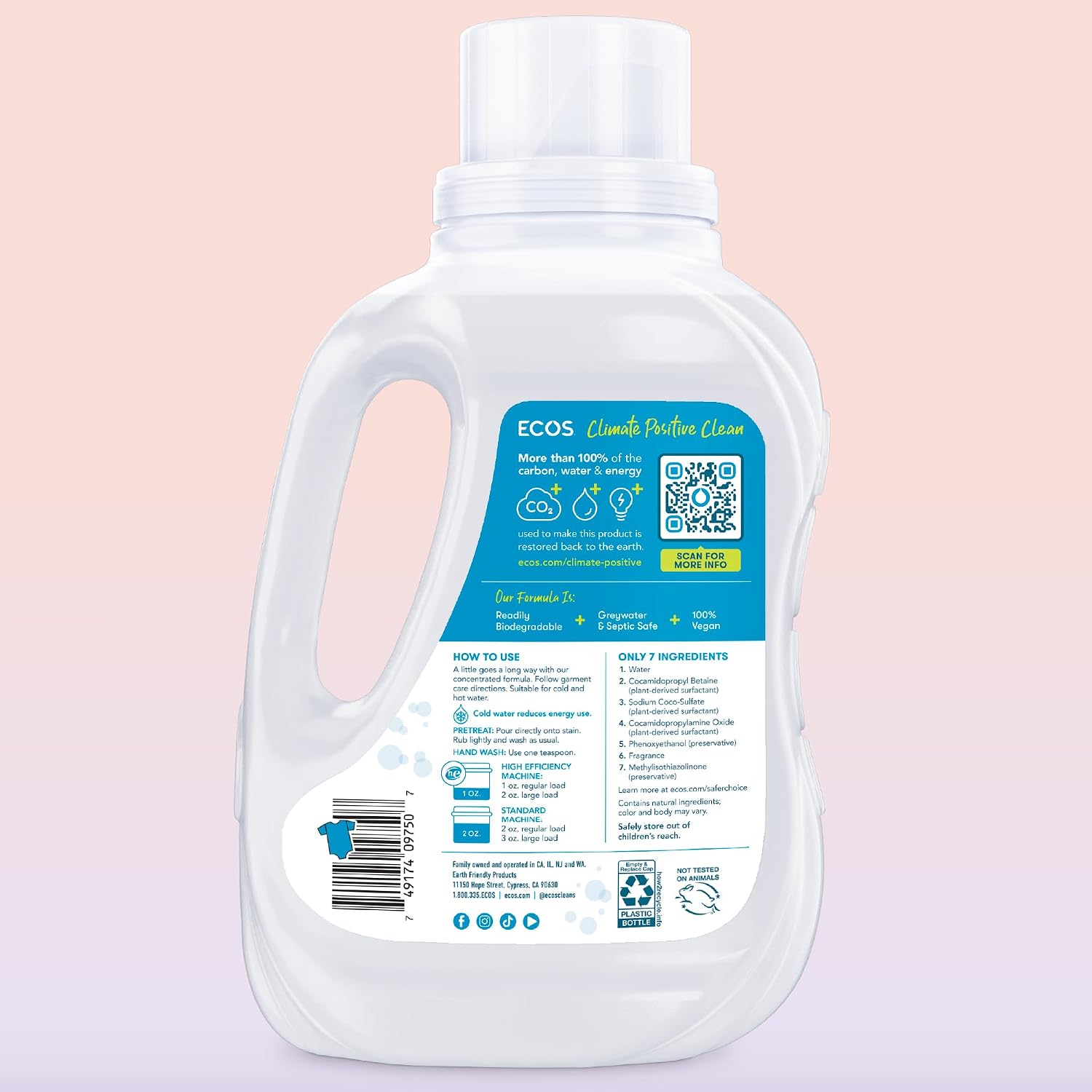 ECOS Laundry Detergent Liquid, Magnolia Lily, 50 Fl Oz (Pack of 2)