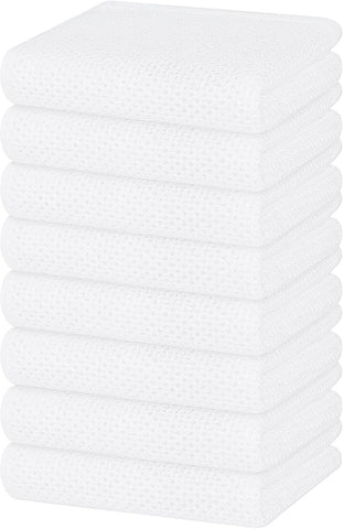 Homaxy 100% Cotton Waffle Weave Kitchen Dish Towels 8-Pack, White
