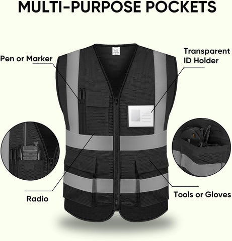 TICONN High Visibility Reflective Safety Vest for Men & Women, ANSI Class 2