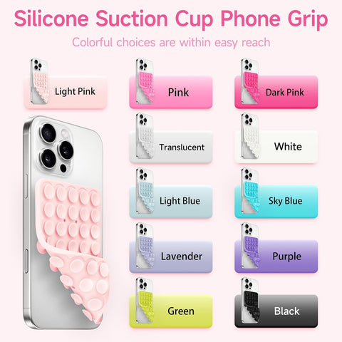 Yojaro Silicone Suction Cup Phone Case Mount Double Sided, Phone Accessories Hands-Free Strong Grip Holder for Selfies and Videos, Silicon Phone Stand for iPhone and Android Black