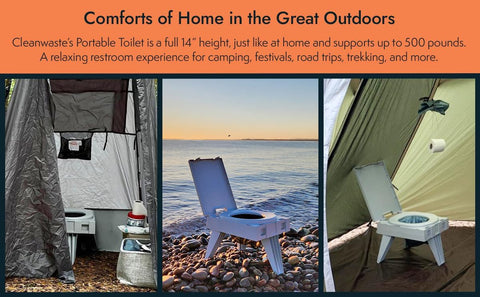 Cleanwaste GO Anywhere Portable Folding Toilet with WAG Bag Disposable Kit