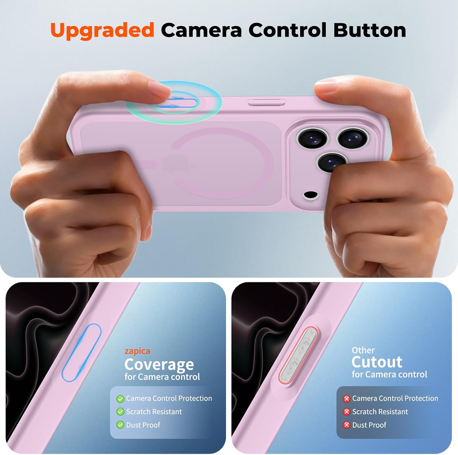 zapica Magnetic for iPhone 17 Pro Case, Purple Pink