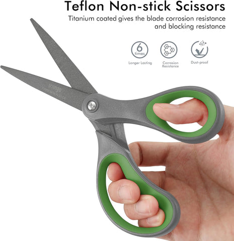 LIVINGO 8" Titanium Coated Scissors 2 Pack All Purpose Shears