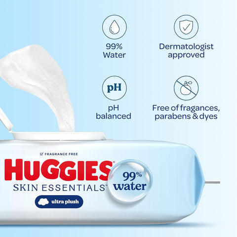 Huggies Skin Essentials Baby Wipes, 99% Water, 10 Packs, 560 Wipes