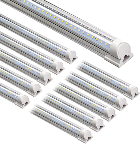 Barrina T8 LED Shop Lights 8FT, 72W 10000LM 5000K, High Output, 10 Packs