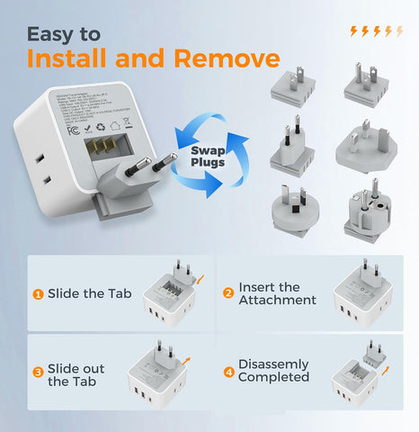 TESSAN 6-in-1 European UK Travel Plug Adapter Kit