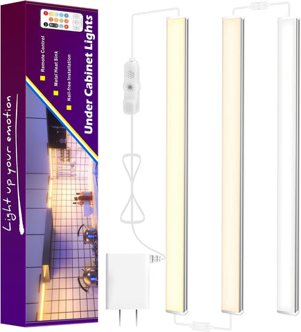 maylit 3 PCS 12-inch Plug-in Under Cabinet Lights, Ultra-Thin