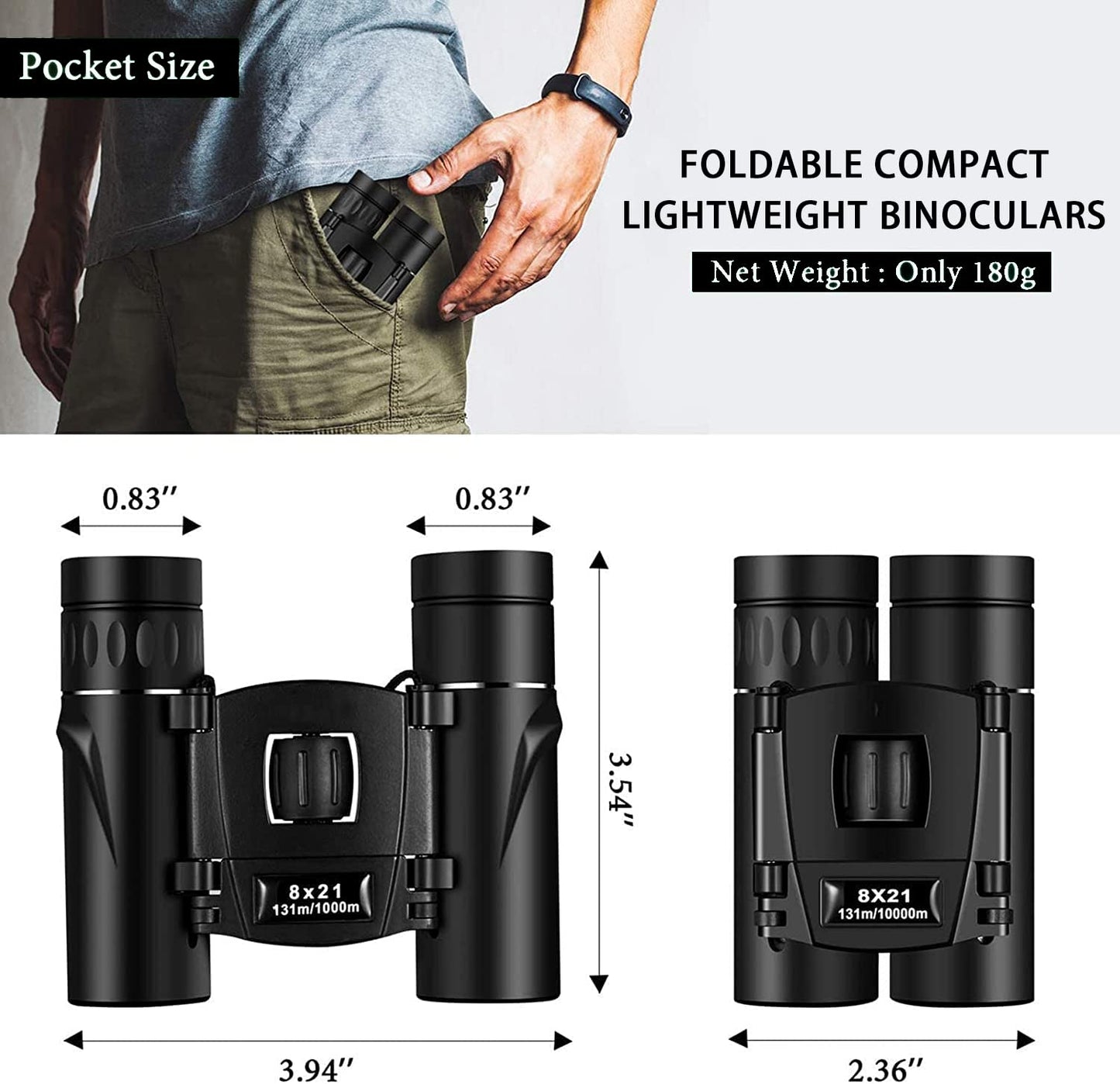 ZIYOUHU Binoculars Small Compact Light Binoculars, Suitable for Adults and Children Bird Watching Travel Sightseeing, Waterproof Lightweight Small Binoculars, with Clear Low-Light Vision