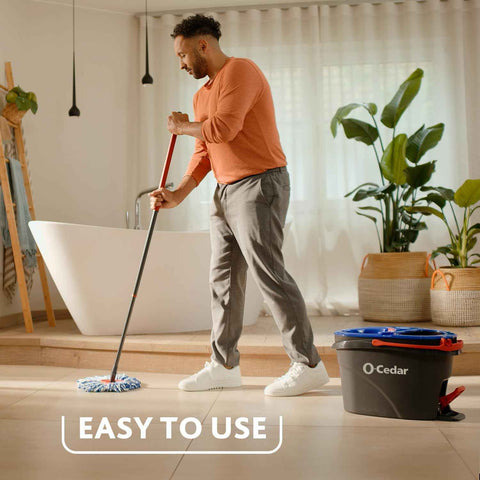 O-Cedar RinseClean Spin Mop & Bucket System + 2 Extra Mop Heads| Clean with Clean Water | Removes 99% of Bacteria